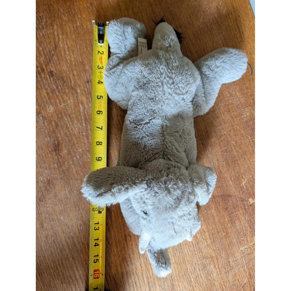FAO Schwarz Plush Elephant Gray Floppy Stuffed Animal 2020 15 inch